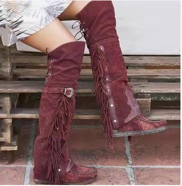 Winter boots with studs flat