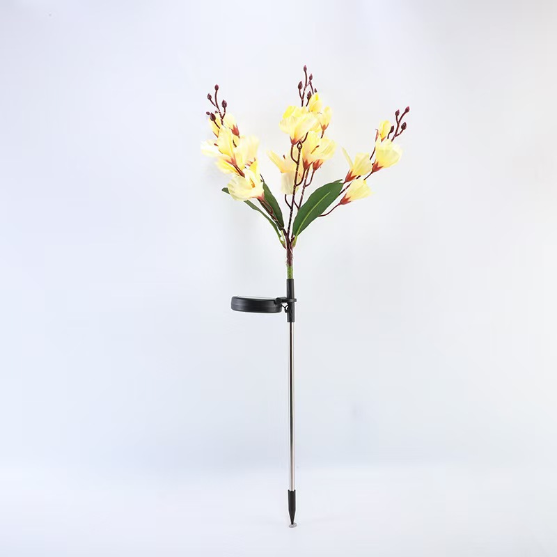 lámpara solar al aire libre villa impermeable simulación magnolia lámpara de suelo jardín jardín paisaje decoración lámpara de césped