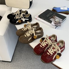 首谷正品复古小众设计红色厚底德训鞋女2025秋季新款轻便休闲鞋潮