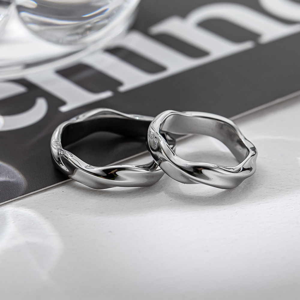 Fashion Geometric Titanium Steel Polishing Rings 1 Piece