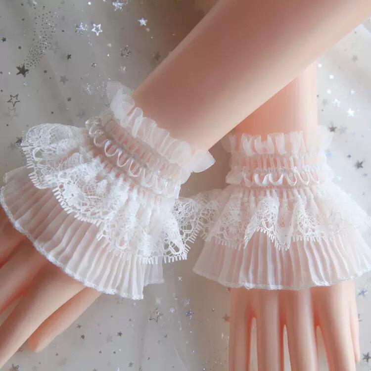 Lace Sleeve Cuffs for Girls, Versatile Mesh Ruffle Trim, Detachable Short Fake Cuffs for Pairing with Sweaters