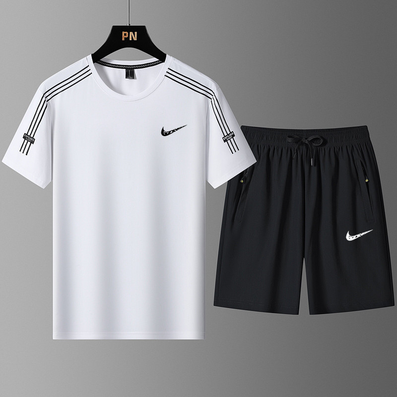 New summer sports suit for men, casual plus-size ice silk short-sleeve t-shirt, loose quick-dry clothing, men's complete set New summer sports suit for men, casual plus-size ice silk short-sleeve t-shirt, loose quick-dry clothing, men's complete set