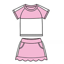 欧美精品店婴幼儿童装外贸批发女孩新款夏季粉白拼接短袖运动套装