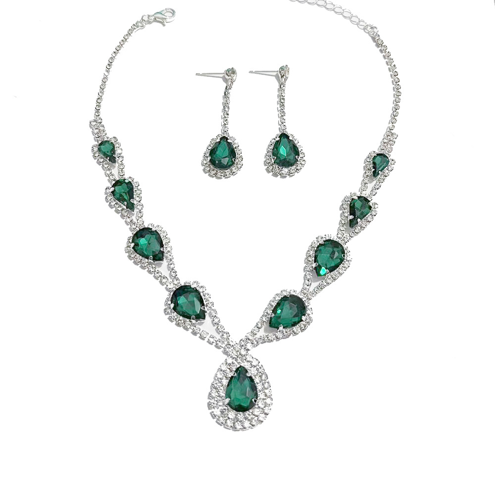 Clásico gota de agua joya collar pendientes traje simple joyería nupcial boda vestido de noche accesorios joyería de la boda para las mujeres