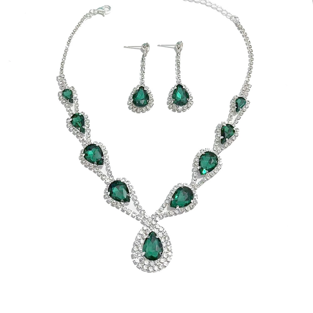 Класс pendant, ожерелье и серьги, комплект, аксессуар для невесты, свадебное платье, вечернее платье, с камнем, простой и элегантный дизайн