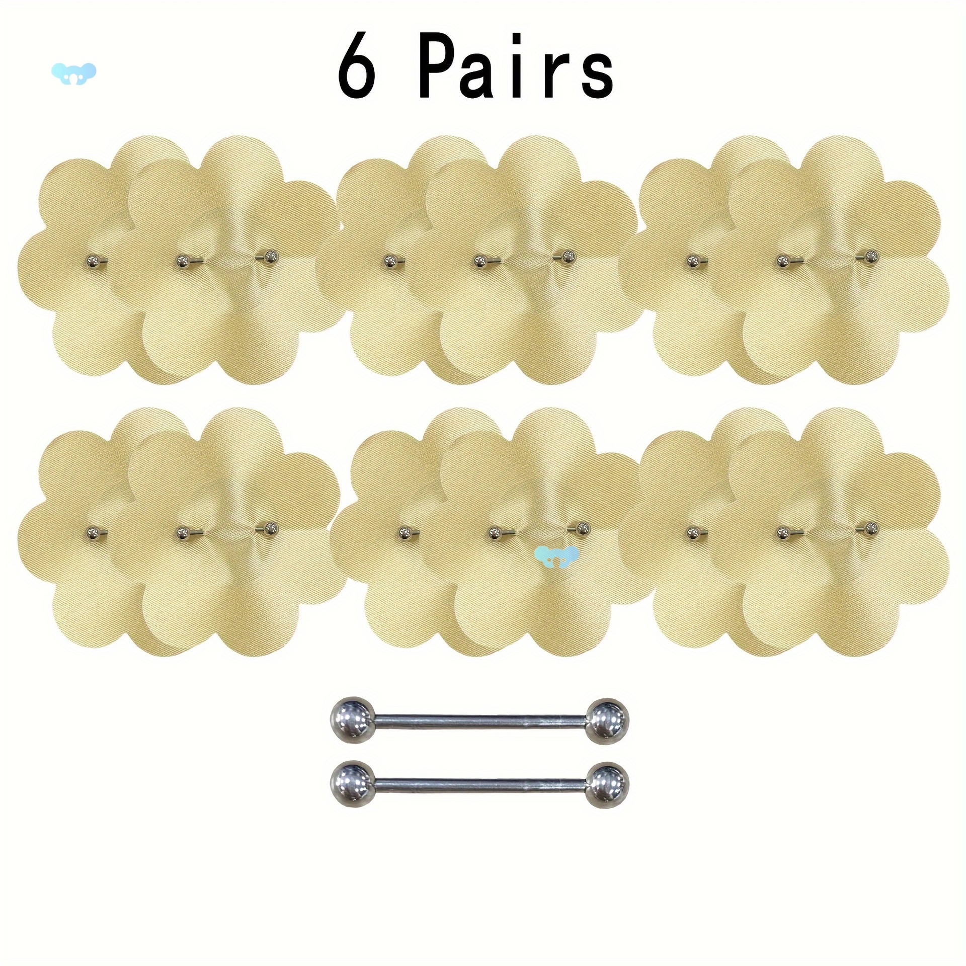 [6 Pairs Satin Nipple Pasties] 6 Pairs Satin Pierced Nipple|ru