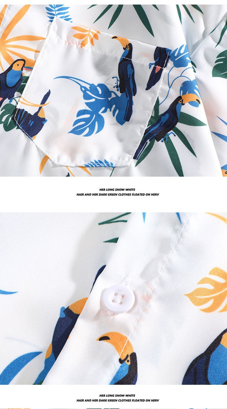 Herr skjortset hawaii blommig strandkläder lös retro stil_voghion.com