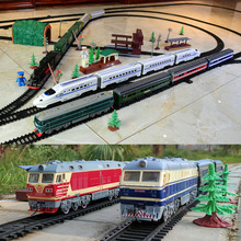 轨道东风高铁蒸汽绿皮儿童电动仿真小火车模型套装男女孩玩具