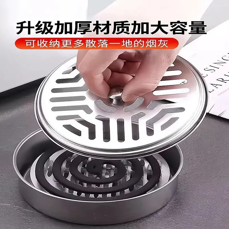 ステンレス鋼の蚊よけディスクホルダークリエイティブ家庭用耐火性と火傷防止蚊よけホルダー白檀ディスク香炉屋外蚊よけボックス蓋付き|undefined