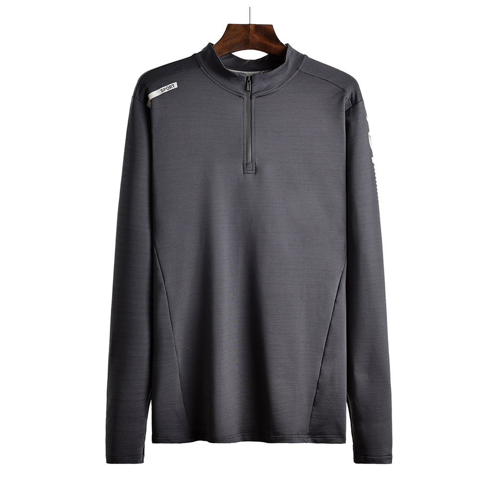Los hombres de deportes al aire libre ropa de entrenamiento Otoño e Invierno corriendo de manga larga de secado rápido transpirable cuello de pie media cremallera superior en stock al por mayor