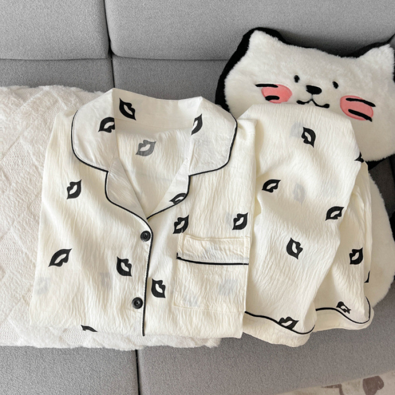 云朵棉秋季新款睡衣女长袖翻领卡通甜美可爱高级网红风家居服套装|undefined