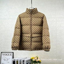 90鸭绒双G提花翻领两穿女款Down Jacket外套 women winter coat