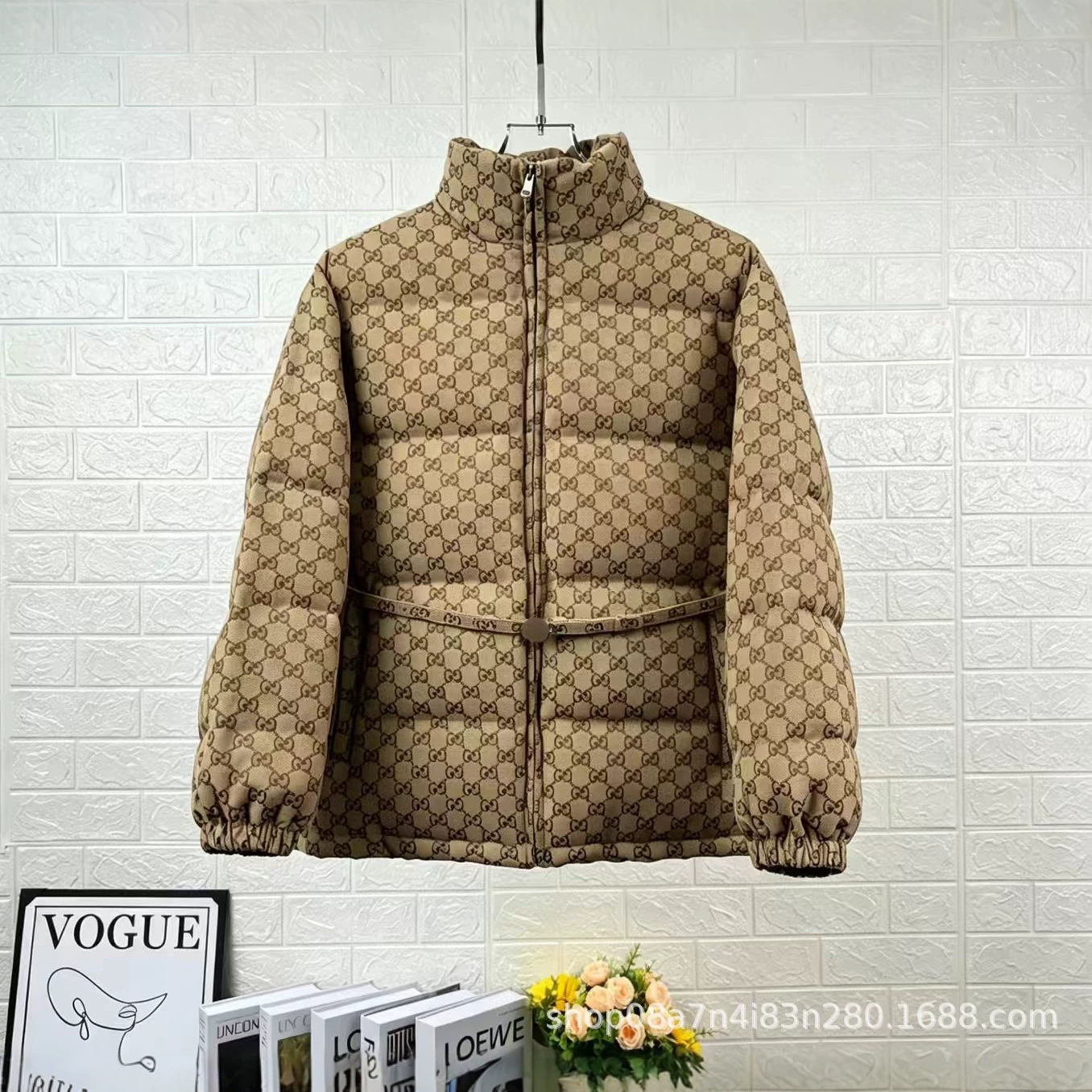 90鸭绒双G提花翻领两穿女款Down Jacket外套 women winter coat