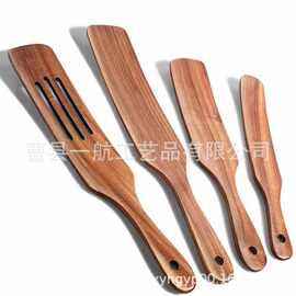 创意木质刮刀五件长柄锅铲抹刀搅拌料理铲木质跨境柚木厨具套装