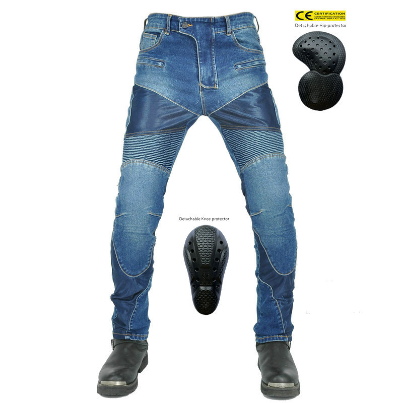 2022 nuevos pantalones vaqueros de la motocicleta de los hombres retro de verano de malla transpirable pantalones de montar a caballo fuera de la carretera pantalones anti-caída
