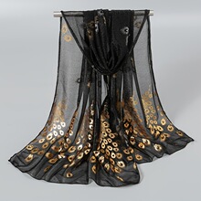 I 21792 Elegant Peacock Print Scarf ��ȸӡ��Χ�� �羳ŷ����