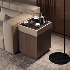 イタリアのミニマリストモバイルティーキャビネットケトル一体型サイドテーブル収納ラックホームリビングルームソファサイドキャビネット