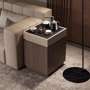 Italian Minimalist Mobile Tea Cabinet Kettle Integrated Side Table Storage Rack Home Living Room Sofa Side Cabinet