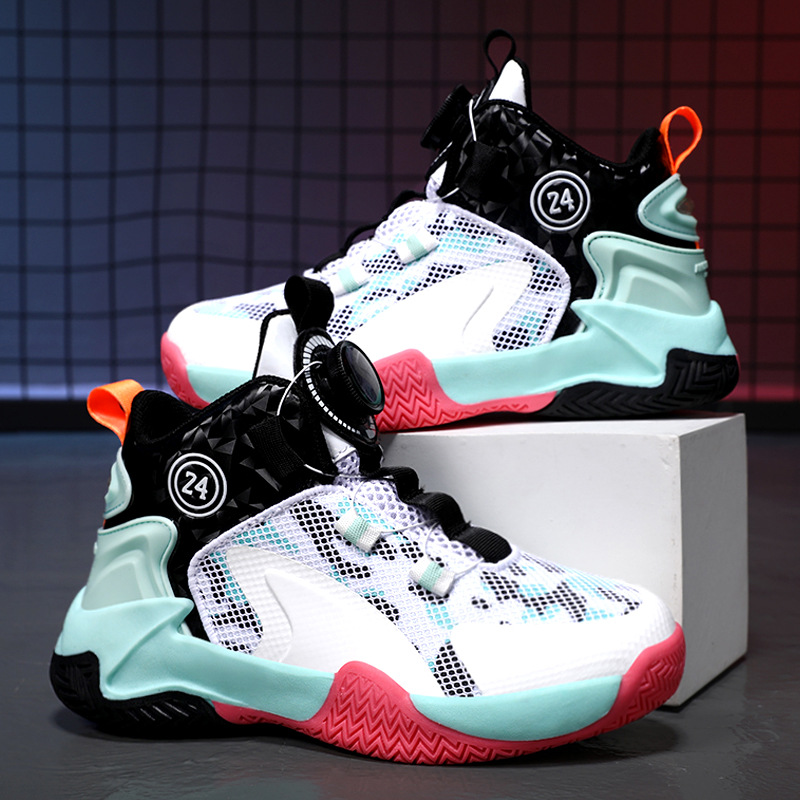 Niños 2025 niños botones giratorios zapatos deportivos de primavera y otoño estudiantes zapatos para correr otoño nuevos zapatos de baloncesto