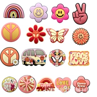 [Peace Love Series] Cartoon Cute Flower Personality Cave Shoes Accessories Decorations Soft Rubber Shoes Flower Shoe Buckle