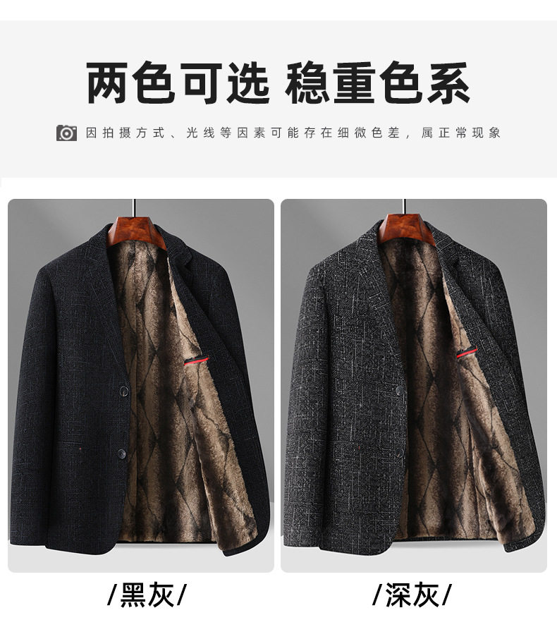 Áo vest nam dáng ôm, lót nhung giữ ấm, cổ áo vest một hàng hai nút, tay dài — Xám đậm, Đen xám chi tiết 12