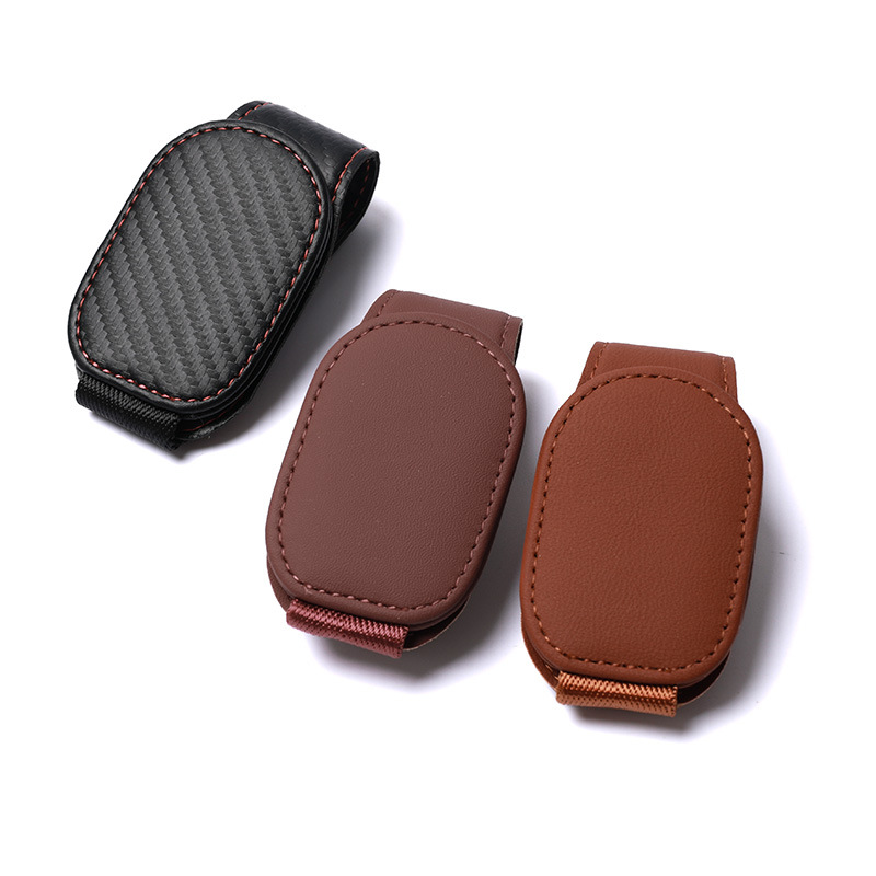 Cross-border car glasses clip car multifunctional sun visor storage artifact leather sunglasses card bill clip