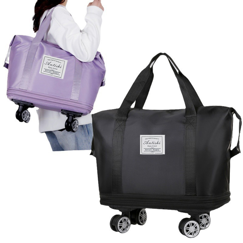 定制可扩展旅行包外出大容量干湿分离可印logo万向轮运动健身包