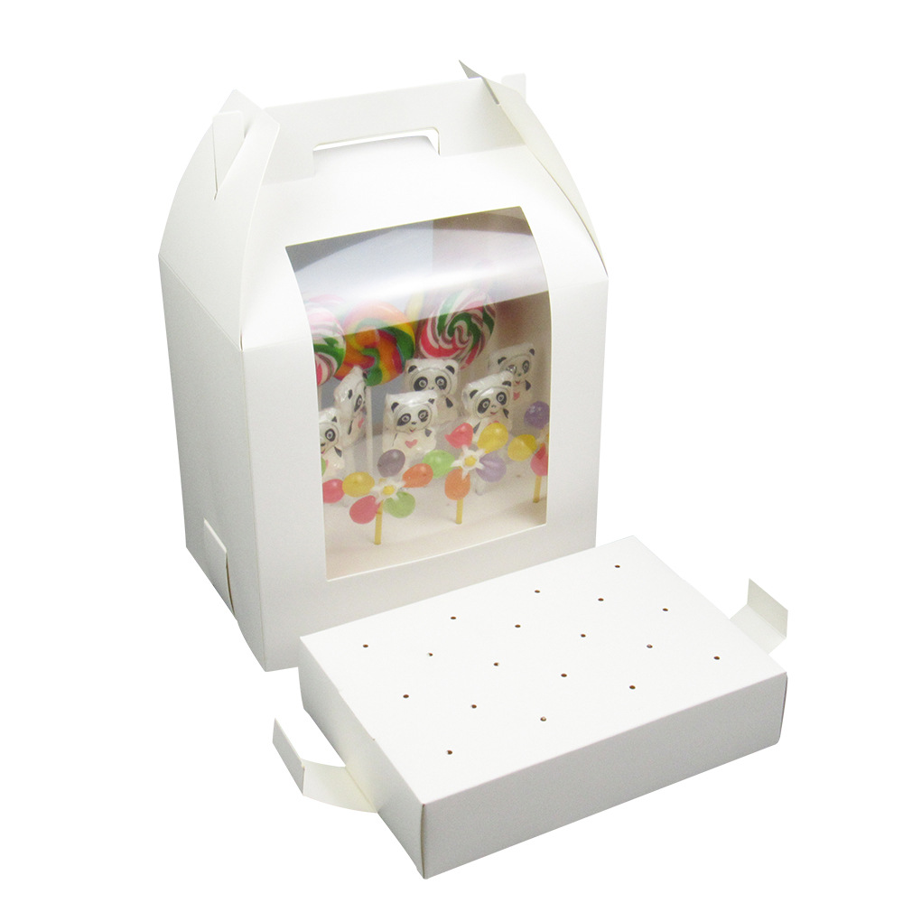 Lollipop portátil caja de embalaje de ventana abierta tienda de dulces hechos a mano pastel de chocolate fresa caja de presentación transfronteriza Venta caliente