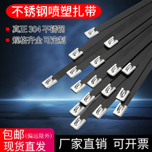 黑色304喷塑不锈钢扎带4.6mm/8mm自锁束线带桥架电缆金属扎丝船用