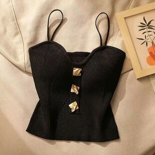 2025 New Summer Style High-End Small Fragrance Knitted Tube Top Camisole Outer Wear Sleeveless Beautiful Back Short Clothes