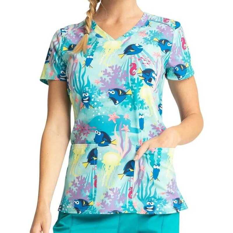 Women's T-Shirt V-Neck Nurse Uniform European and American Cross-Border Factory Direct Sales Aliexpress Casual Comfortable Short-Sleeve Digital Print for Women Women's T-Shirt V-Neck Nurse Uniform European and American Cross-Border Factory Direct Sales Aliexpress Casual Comfortable Short-Sleeve Digital Print for Women