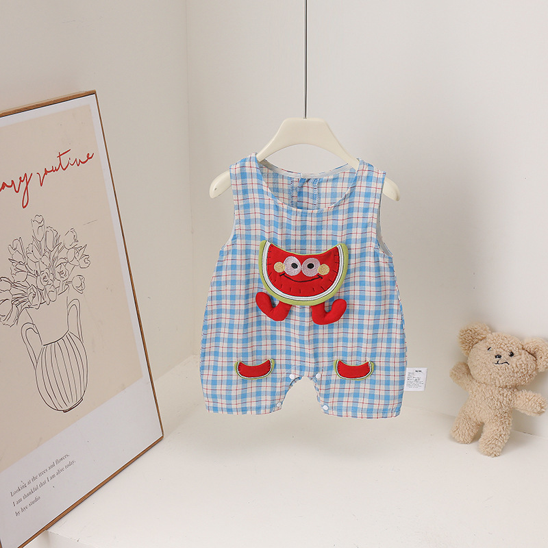 Summer New Style Infant Watermelon Superhero Wide-Shoulder Sleeveless Romper Short Romper Summer New Style Infant Watermelon Superhero Wide-Shoulder Sleeveless Romper Short Romper