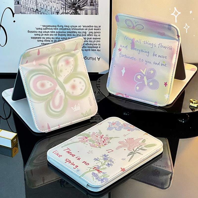 Espejo plegable espejo de tocador de escritorio de un solo lado pequeño dormitorio de estudiantes portátil de alto aspecto Oficina escritorio hogar