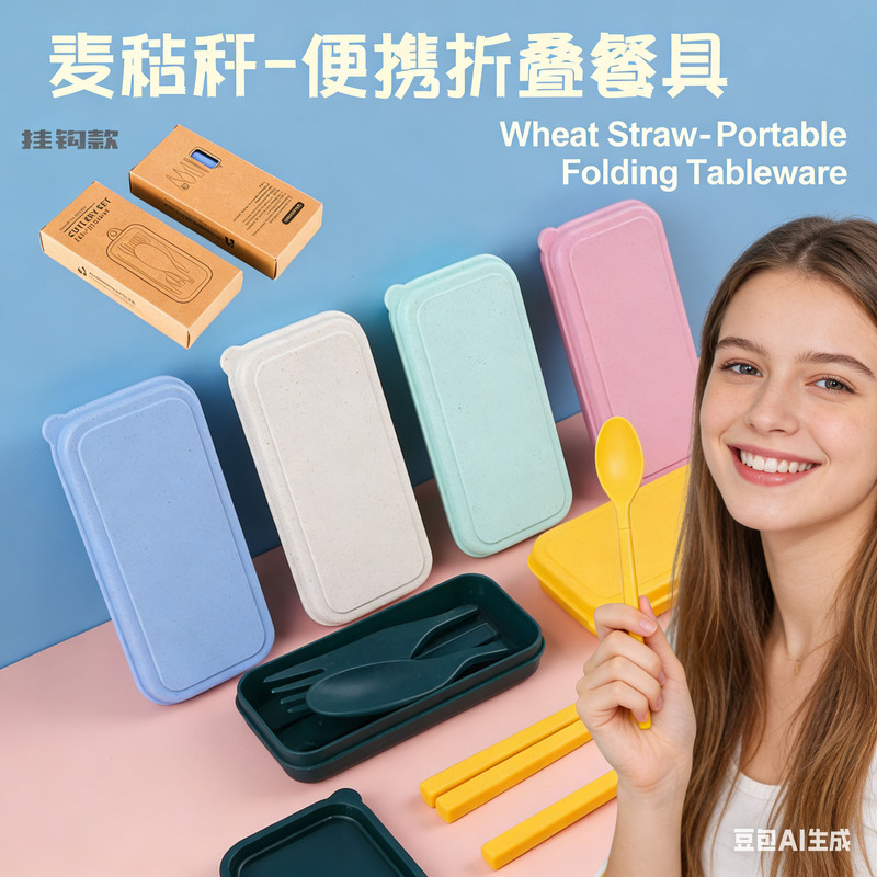 Children and Students Portable Tableware Set Three-piece Outdoor Foldable Spoon Fork Chopsticks Tableware Wheat Plastic Tableware Children and Students Portable Tableware Set Three-piece Outdoor Foldable Spoon Fork Chopsticks Tableware Wheat Plastic Tableware