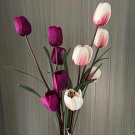 郁金香花假花布料花塑料花客厅电视柜落地装套装高摆件