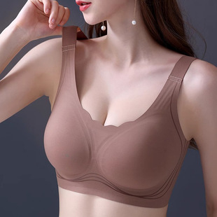 Jelly strip soft support underwear women's comfortable big chest and small breast collection thin plus size simple bra without steel ring