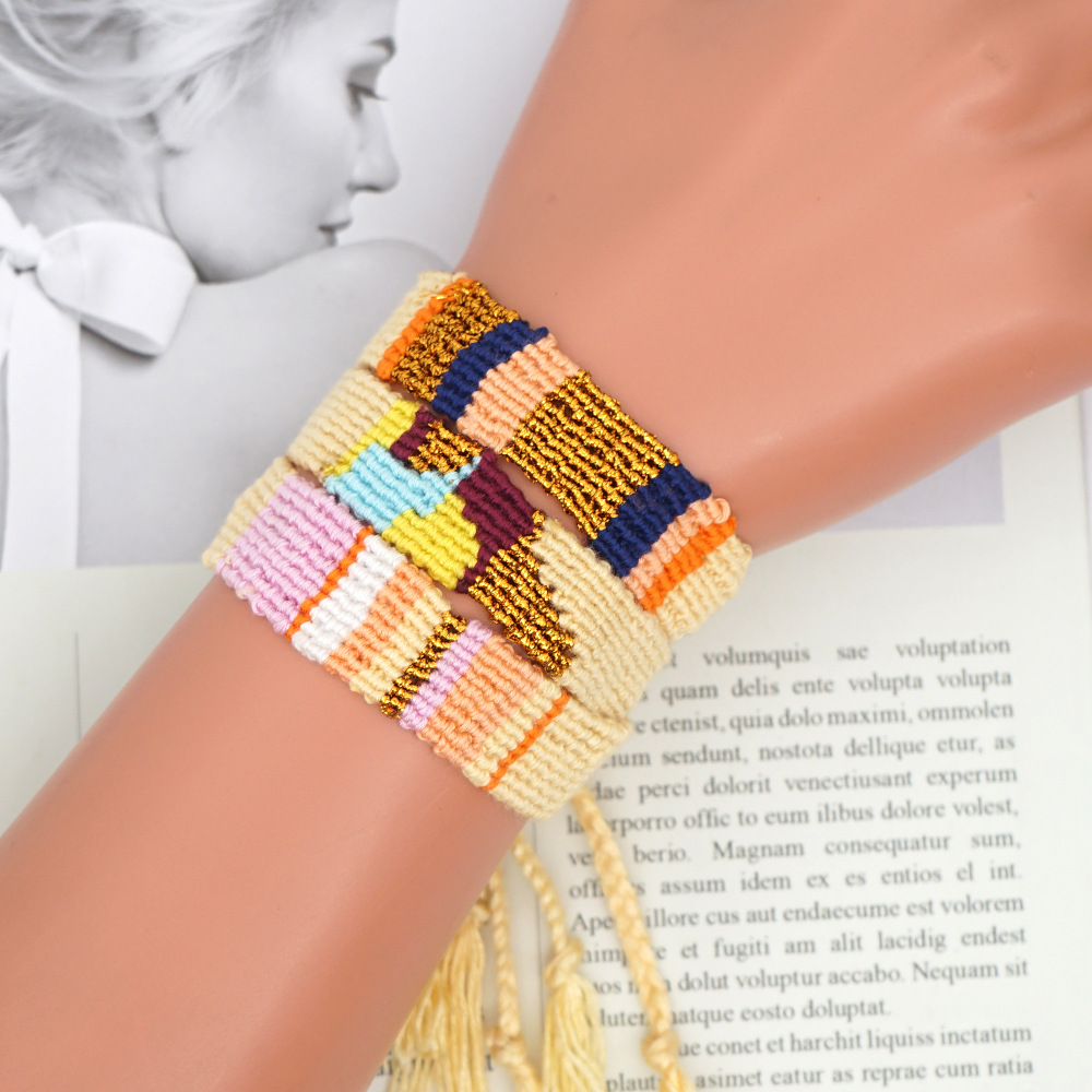 Ethnic Style Colored Cotton Woven Elastic Bracelet Wholesale Jewelry Nihaojewelry display picture 5