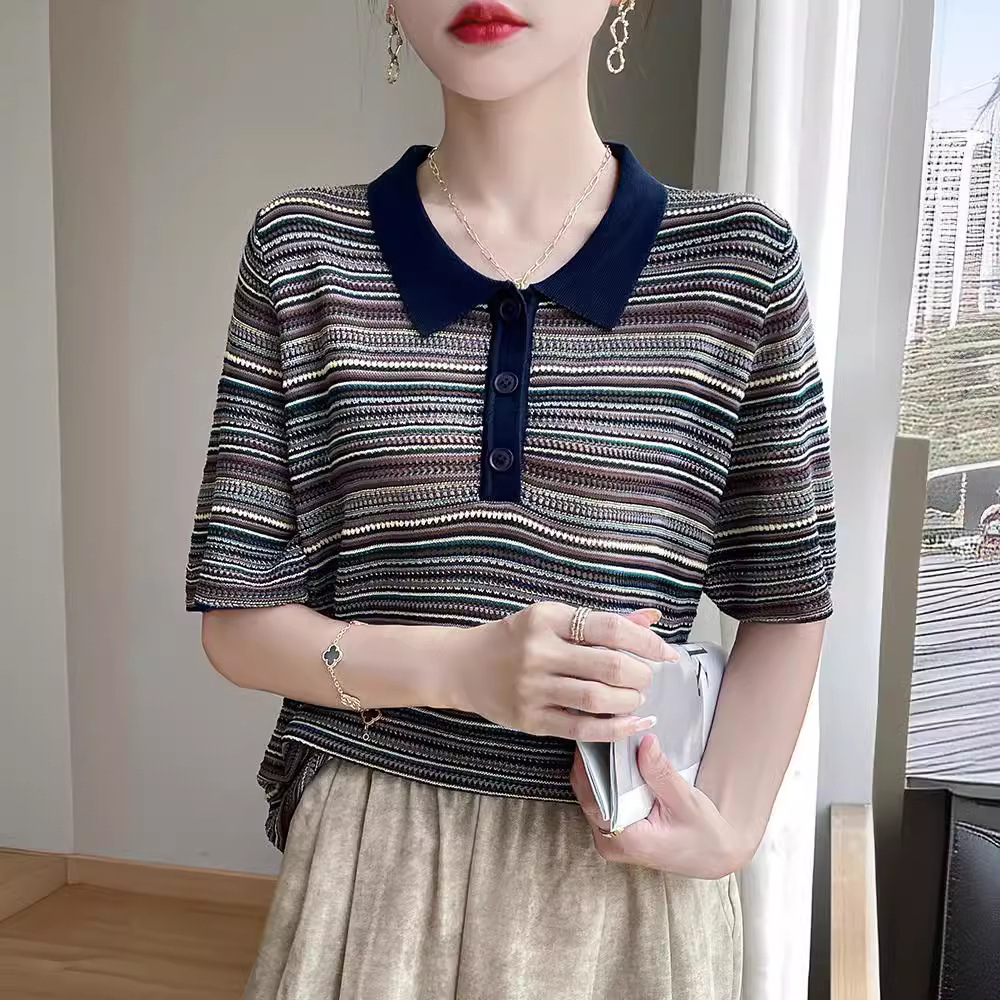 Design retro summer thin short sleeve T-shirt