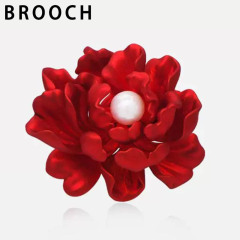 赤い牡丹の花のブローチ、ハイエンドニッチ、ハイエンドレトロハイエンドコサージュ、レディーススーツピン、卸売ジュエリー