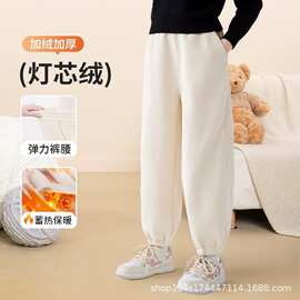 男童加绒裤子秋冬款2024新款儿童灯芯绒休闲裤冬季中大童男孩长裤