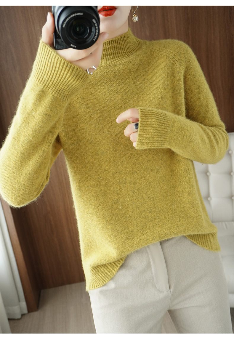Wholesale of 2022 new semi-high neck pullover long-sleeved knitted sweater for women, a slimming Korean-style base layer pic 42