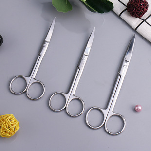 Stainless steel 14cm large curved scissors double eyelid stickers beauty scissors eyebrow scissors beauty scissors gauze scissors