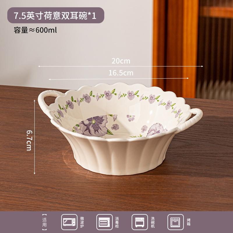 Cuencos de cerámica personalizados con flores de alto valor de visualización cuencos de orejas pequeños platos frescos de platos domésticos image 13