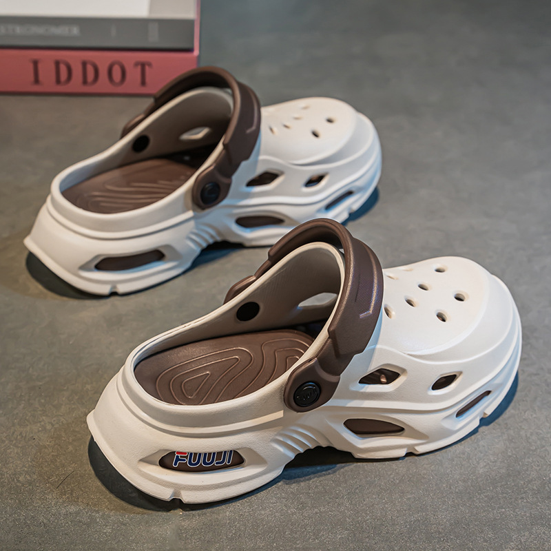 Primavera y verano para hombre nuevo casual todo-fósforo diario cómodo y transpirable a juego de color punta redonda EVA plataforma zapatos de agujero para hombre