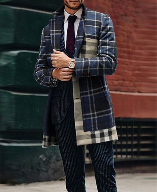 2024 europeo y americano de comercio exterior de otoño e invierno de los nuevos hombres de lana collar medio-longitud de la capa de bolsillo casual moda caliente
