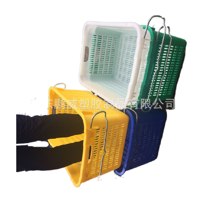 供应吉林长春带铁耳的大号塑料框 蔬菜水果配送周转箩筐 食品胶筐