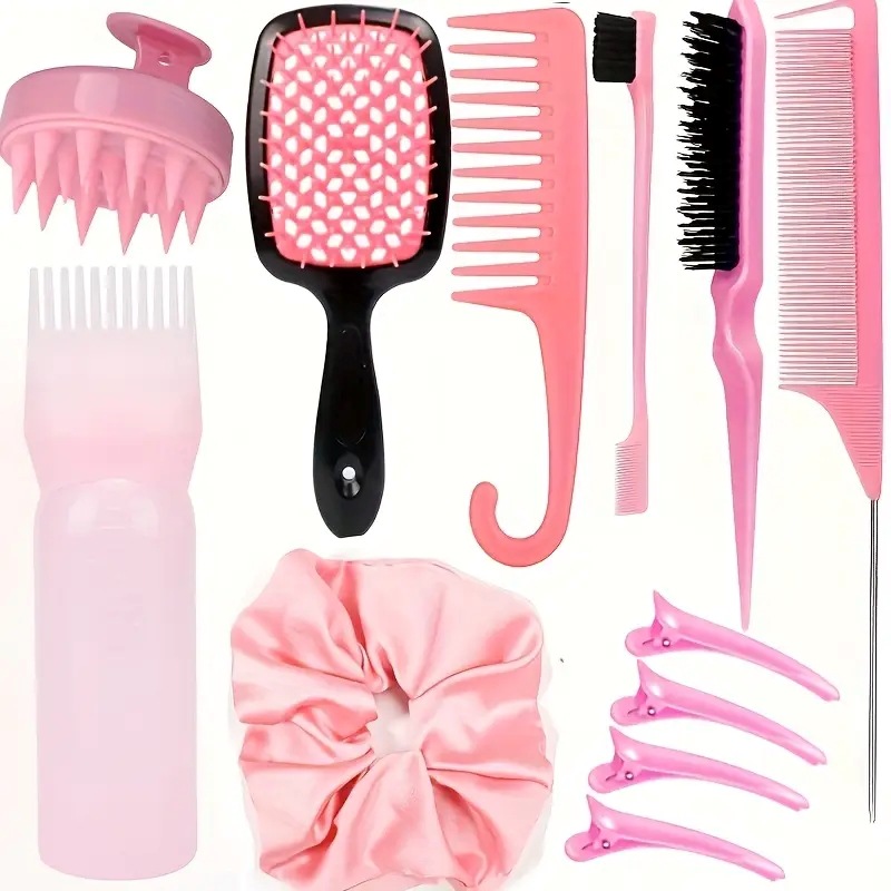 Temu cepillo de lavado de cabello botella de pulverización continua peinado de punta de cola peinado vacío peinado estilo peinado de cabello conjunto de cabello