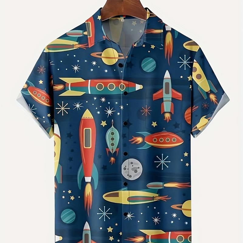 1970 s -1980 s hawaii beach printed short sleeve shirt fashion nostalgic car cross border shirt