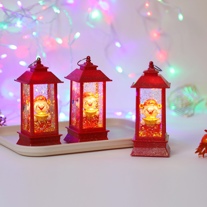Dios de la fortuna lámpara de viento pequeña lámpara de aceite regalo de Año Nuevo decoración de escritorio decoración creativa LED luminosa lámpara de noche Dios de la fortuna
