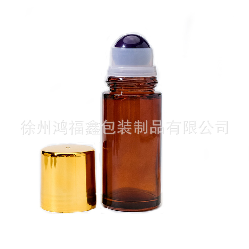 Frasco Roll-On de Vidrio Ámbar 30 ml / 50 ml con Esfera de Cristal